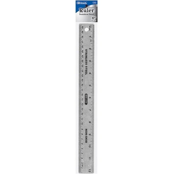 Bazic Products Bazic 316   12" (30cm) Stainless Steel Ruler w/ Non Skid Back Pack of 24 316